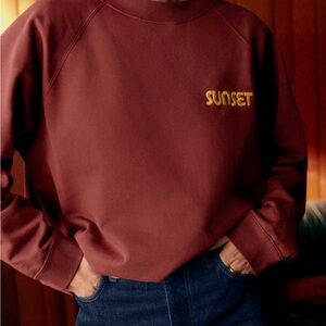 Sezane Burgundy Crew Neck Sweater